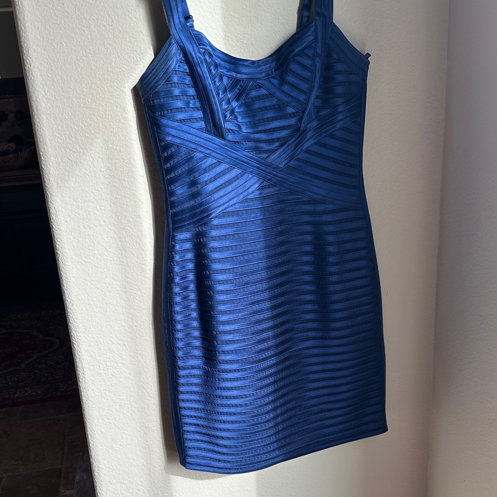 BCBGMaxAzria Blue Striped Mini Dress